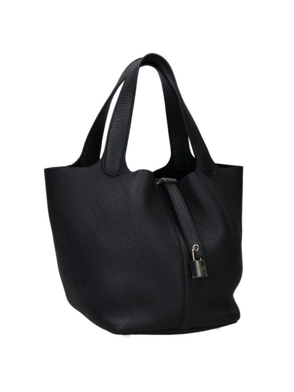Hermes Picotin Lock MM Silver Taurillon Clemence Noir Handbag MM
